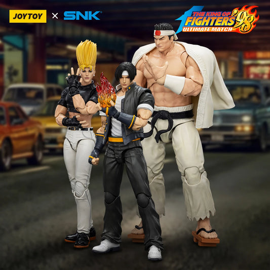 JOYTOY SNK 1/18 Action Figures KOF 98UM Hero Team Kyo Kusanagi Goro Daimon Benimaru Nikaido