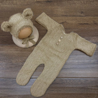 0-1 Month Baby Bear Outfit Newborn Photography Props Jumpers Baby Photo Shoot Clothing