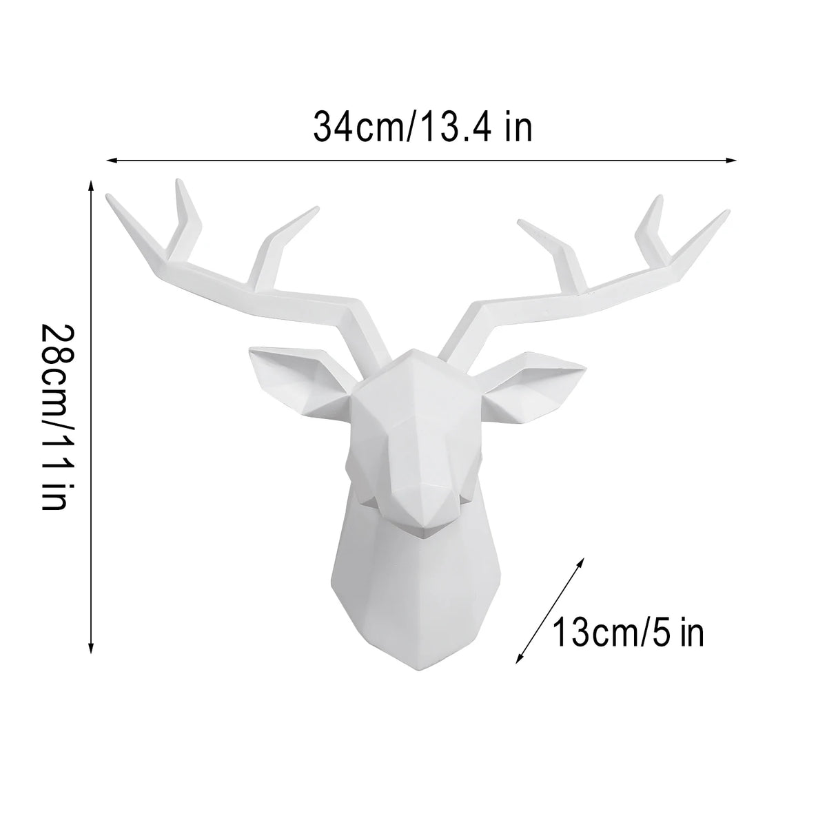 Deer Head Sculpture Animal Statue Figurines Wall Hanging Creative Elk  Art Antlers Statuette for Office Decoration Wall Mount