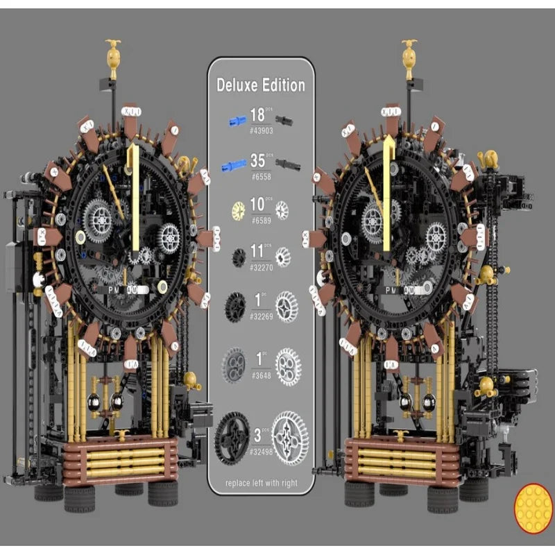 2111PCS MOC Technology Building Blocks Electric Pendulum Clock Creative Assembly Toy Clock Model Children's Puzzle Gift