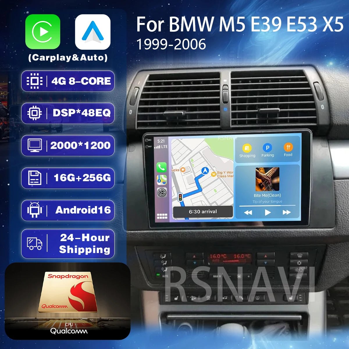 Android 16 Carplay Auto 2K Screen Car Radio Multimedia Player For BMW M5 E39 1995-2006 E53 X5 M5 2din Autoradio Stereo Head Unit