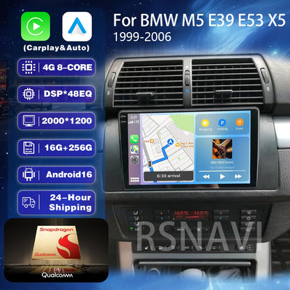 Android 16 Carplay Auto 2K Screen Car Radio Multimedia Player For BMW M5 E39 1995-2006 E53 X5 M5 2din Autoradio Stereo Head Unit