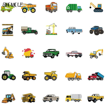 10/30/50PCS Cute Children's Cartoon Car Truck Stickers Kawaii DIY Skateboard Laptop Motor Graffiti Sticker Decals Kids Toys F5