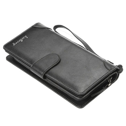 Baellerry Men's Multifunctional PU Leather Wallet Business Zipper Coin Purse Long Credit Card Holders