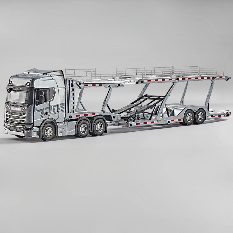 1:50 simulation Full alloy sliding Scania double-layer transport vehicle model flat truck pure static ornament collection gift