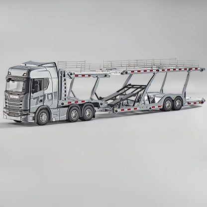 1:50 simulation Full alloy sliding Scania double-layer transport vehicle model flat truck pure static ornament collection gift