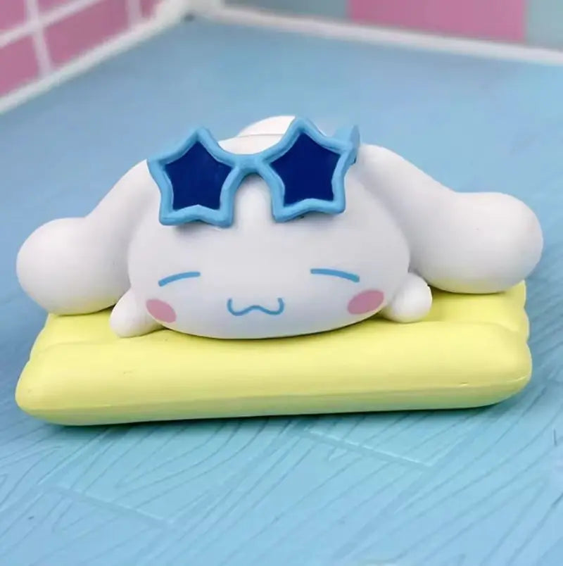 Action Figures Model Summer Swimsuit Blind Box Collection Kt Cat White Kuromi Cinnamon Gashapon Official Genuine Collectiblegift