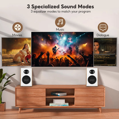 AIYIMA S600 Bluetooth Bookshelf Speaker Active Home Audio 40WX2 HiFi Output Subwoofer White Wood ARC/USB/RCA Inputs 24bit 48Khz