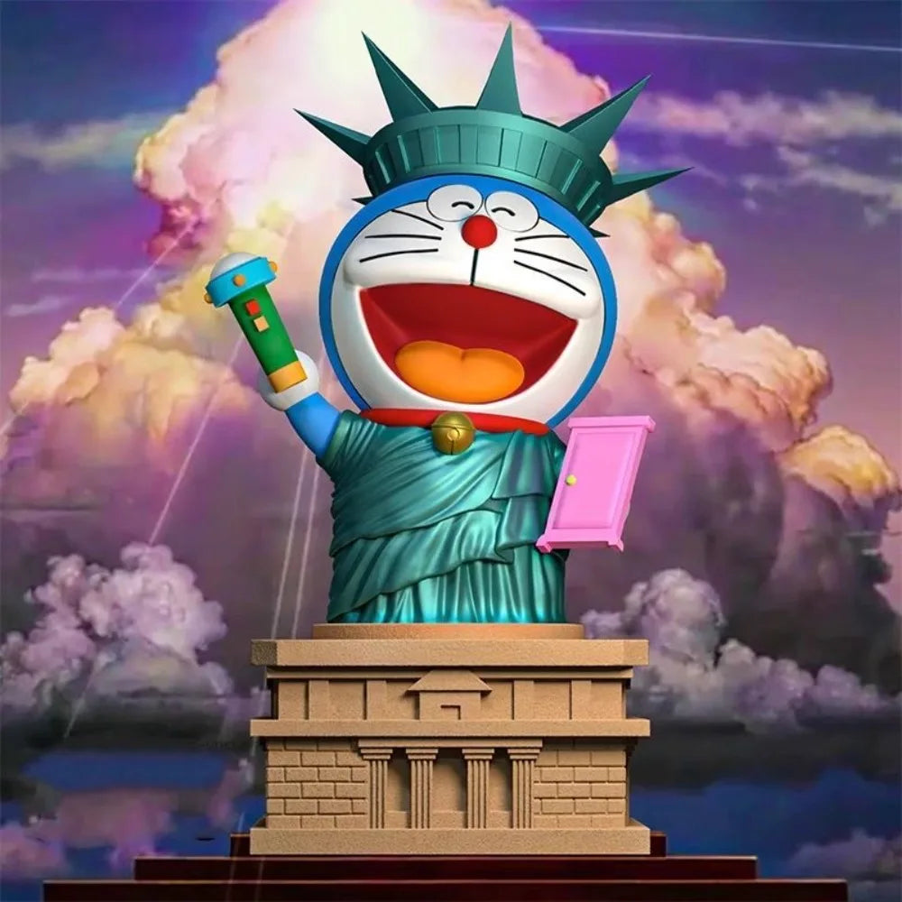 20cm/7.87in Anime Doraemon Figure Doraemon Cosplay Statue of Liberty Action Figures Pvc Statue Collection Model Toys Gifts
