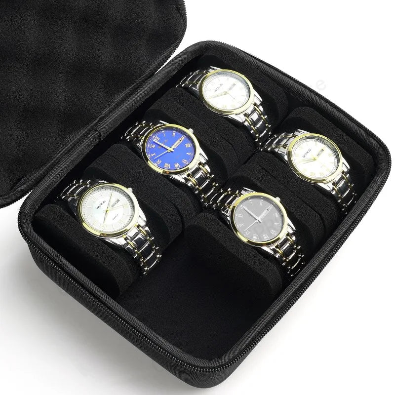6 Slots Hard Shell Watch Storage Box, Carry Case, Display Organizer, Watch Box Holder Display Cabinet, Ideal for Gifts