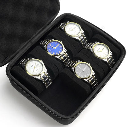 6 Slots Hard Shell Watch Storage Box, Carry Case, Display Organizer, Watch Box Holder Display Cabinet, Ideal for Gifts