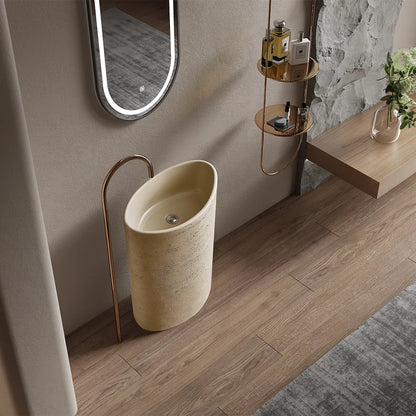 Design Sense Niche Artificial Stone Pillar Basin B & B Clubhouse Wabi Sandy Wind Travertine Integrated Floor-to-Floor Washbasin