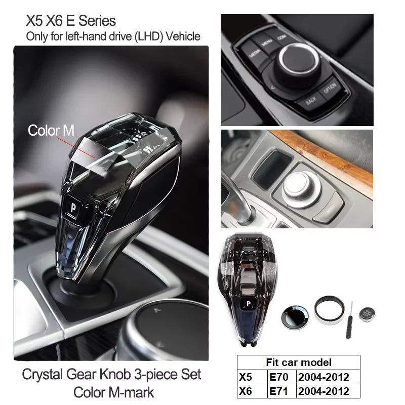 Crystal Gear Shift Lever Knob Set For BMW 5 Series G30 G32 G01 G08 7 Series G11 G12 F10 F20 F30 F32 F25 F26 X5 X6 F15 F16