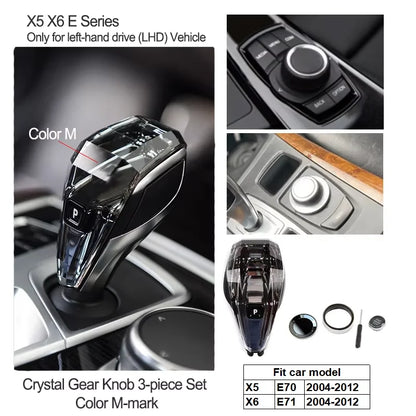 Crystal Gear Shift Lever Knob Set For BMW 5 Series G30 G32 G01 G08 7 Series G11 G12 F10 F20 F30 F32 F25 F26 X5 X6 F15 F16