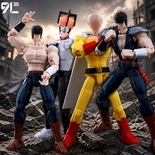 9L3D Multi-joint Articulated Anime Figures Saitama Kenshiro One Punch Man Fist North Star Chainsaw Man Dummy 13 Collectible Toys