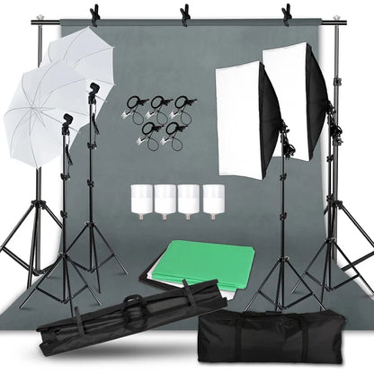 Photography Lighting Kit Umbrella Photo Background Photobooth Backdrops Softbox Light Stand Portable Soft BoxFor Photo Studio