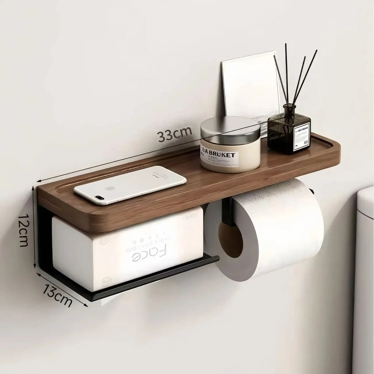 Nordic Luxury style Wooden Wall Mounted Tissue Holder Without Punching Toilet Paper Holder Home Decoration Bathroom Accessories
