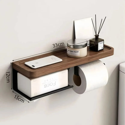 Nordic Luxury style Wooden Wall Mounted Tissue Holder Without Punching Toilet Paper Holder Home Decoration Bathroom Accessories