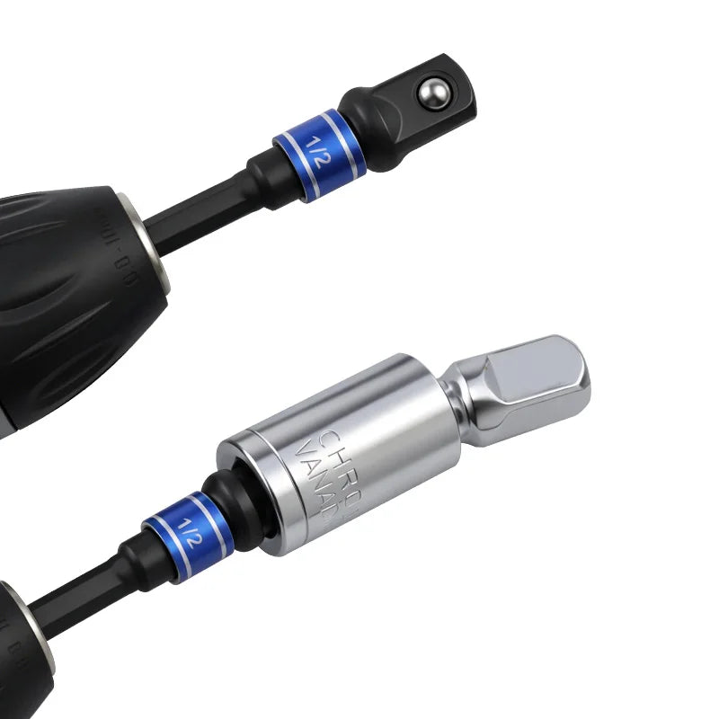 Chrome Vanadium Steel Socket Adapter Hex Shank to 1/4" 3/8" 1/2" Extension Drill Bits Driver Electrical Drilling Heads