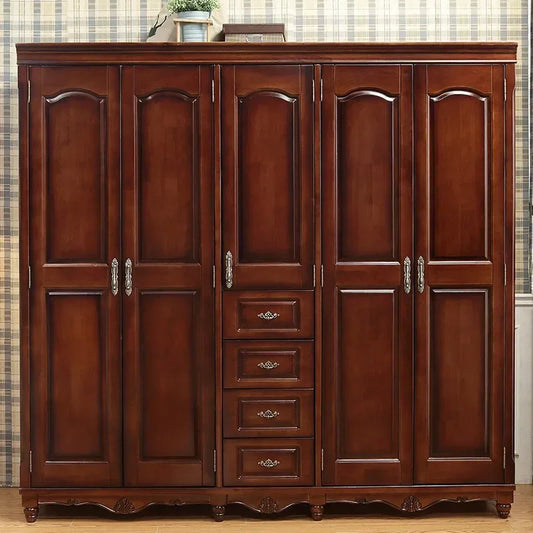 -For Bedroom furniture mahogany color classical 2/3/4/5 door solid wood bedroom wardrobe&