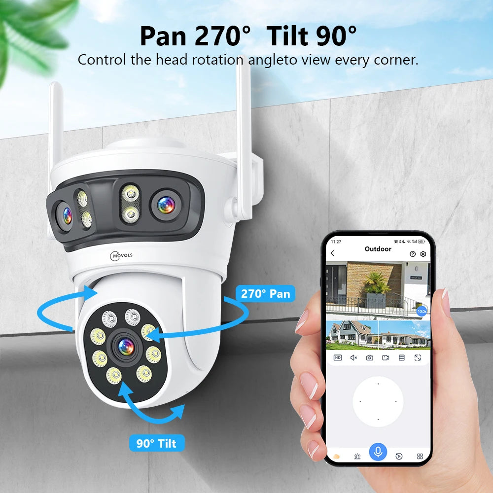 Movols 6MP Three Lens PTZ H.265 Wireless CCTV System Two Way Audio Waterproof IP Security Camera 10CH NVR Surveillance System