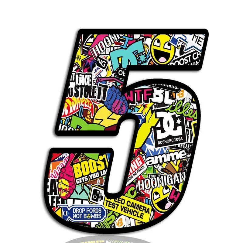 Car Sticker Exquisite Punk Digital Skull Decal Number 0-9 Exterior Parts Interior Stickers Cute, Caravan Accessories PVC