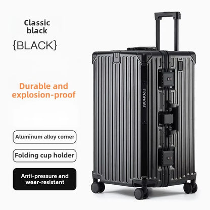 KLQDZMS Aluminum Frame Suitcase 26"29"32 Inch Large Capacity Cart Case Cart Type Travel Bag Women's Password Box Cabin Luggage