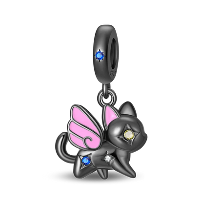 Black Series 925 Sterling Silver Mystical Luck Black Cat Magic Protection Charm Fit DIY Bracelet Necklace Niche Gothic Gifts