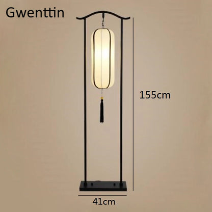 Chinese Classical Lantern Floor Lamps Fabric Standing Lights Living Room Bedroom Bedside Lighting Fixtures Luminaire Home Decor