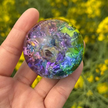 Colourful Ice Crack Crystal Ball - Glass Magic Sphere with Cracked Ice for Home & Office Decor Tabletop Fortune Telling Ornament
