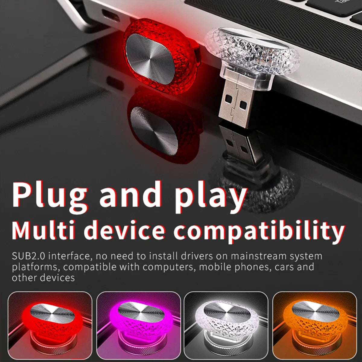 Car Interior Light LED Ambient Light Mini USB Decoration Light Environ ...