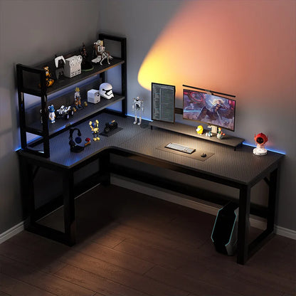 Modern Corner Computer Desk L-shaped Desktop Home E-sports Table Game Desk Bookshelf Bedroom Study Table Office Desk Chair