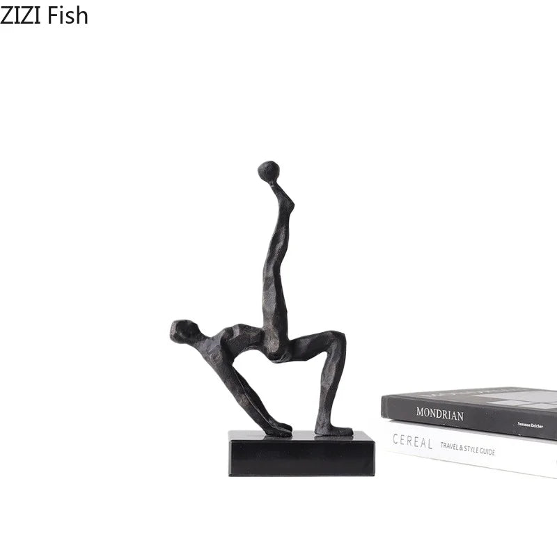 Retro Metal Figure Sculpture Black Art Statue Character Ornaments Home Accessories Decoration Display Model Figurines Gifts