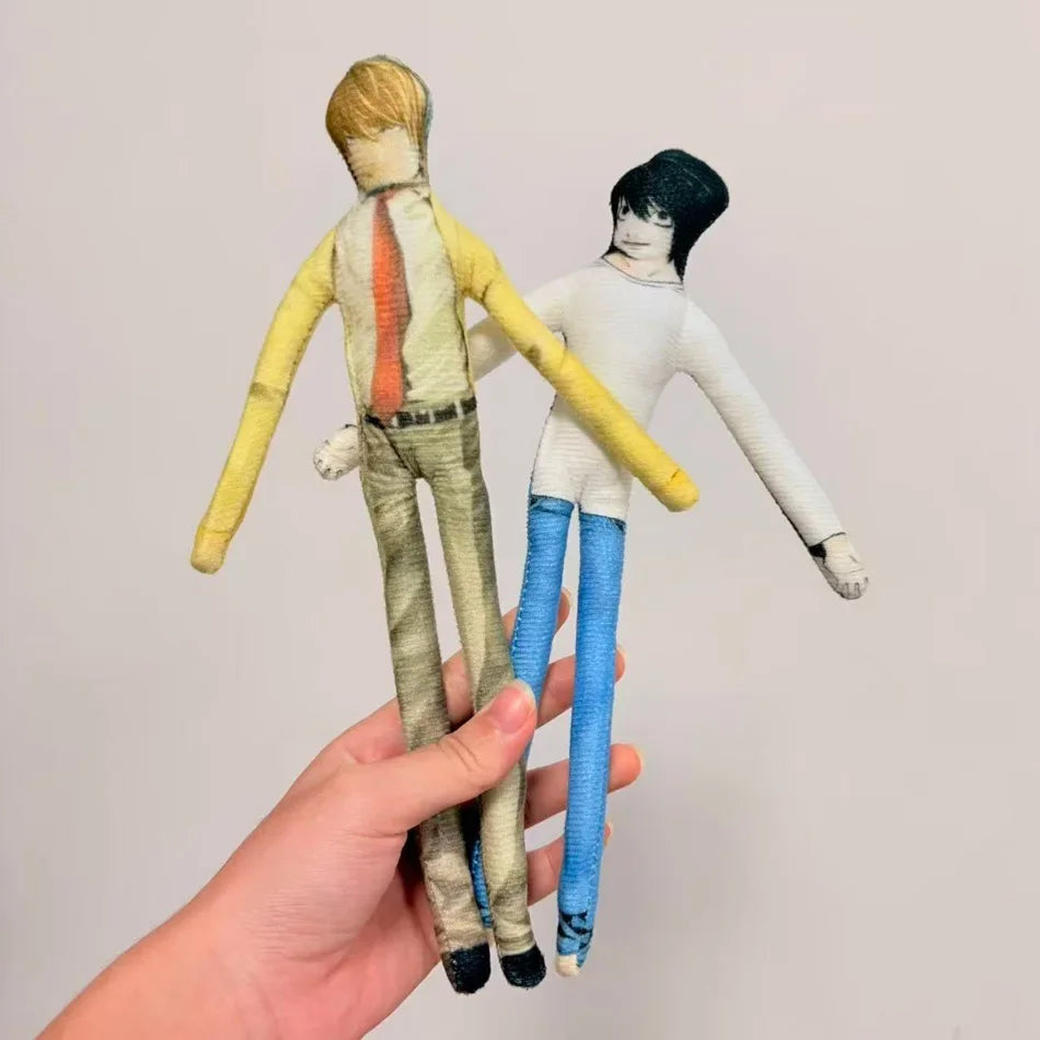 24CM Anime Death Note L & Yagami Light Bendable Abstract Doll, Freely Poseable Joint Figure, Travel Buddy Plush Decor Toy
