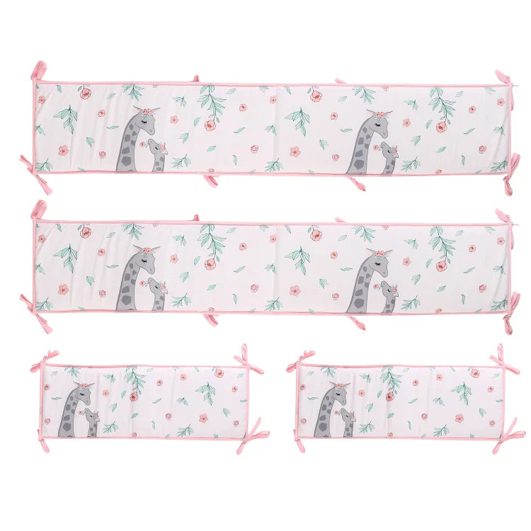Crib Rail Cover Set and Baby Crib Liner  Baby Bumperless Crib Cot Protector Infant Bebe Bedding Set
