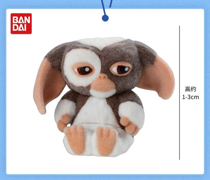 Bandai Genuine Gremlins Gizmo Flocked Mini Figure Capsule Gashapon Horror Movie Character Desktop Ornament Collection Toys Gifts