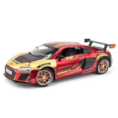 1/24 Audi R8 V10 Racing Car Toy For Children 1:24 Diecast Metal Miniature Model Pull Back Sound & Light Collection Gift For Boys