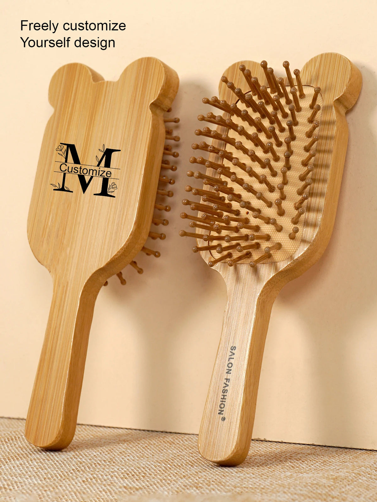 1pc Personalised Custom Bamboo Hairbrush Air Cushion Hair Brush Premium Detangling Massaging Scalp Comb Gifts for Men Women