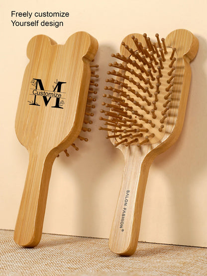 1pc Personalised Custom Bamboo Hairbrush Air Cushion Hair Brush Premium Detangling Massaging Scalp Comb Gifts for Men Women
