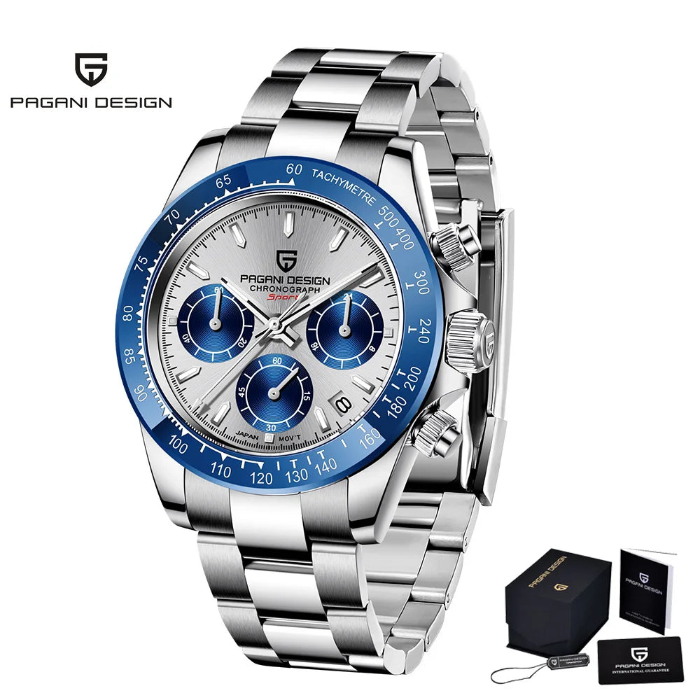 PAGANI Design PD1644 Men Quartz Watches Top Brand Luxury Sports Sapphire Stainless Steel Waterproof Chronograph Reloj Hombre
