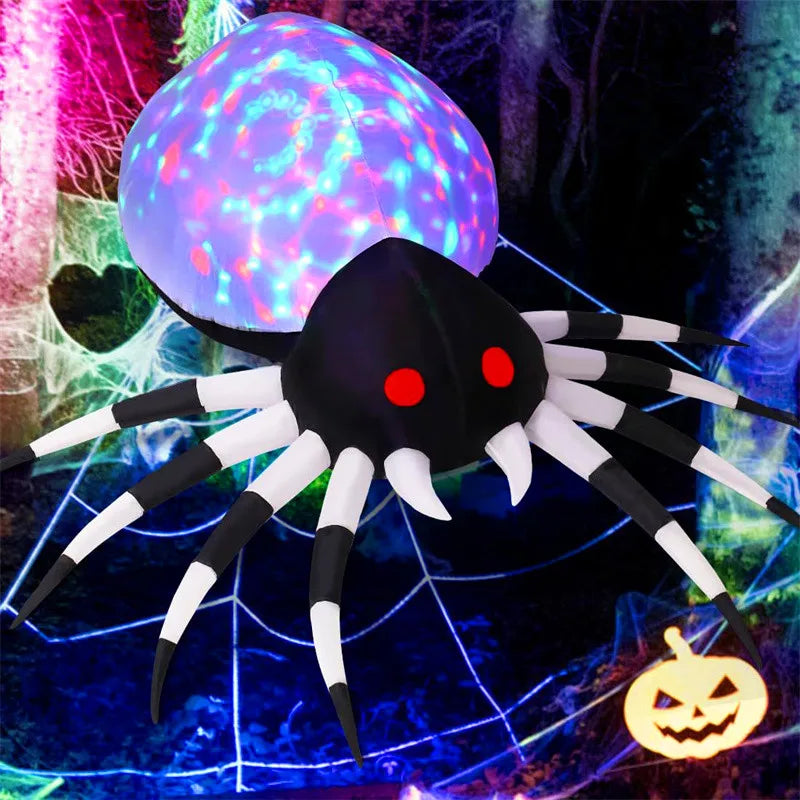 Giant Spider Halloween Inflatable Decoration Toy LED Lights Thriller 6FT Halloween Festival Decoration Outdoor Garden Props