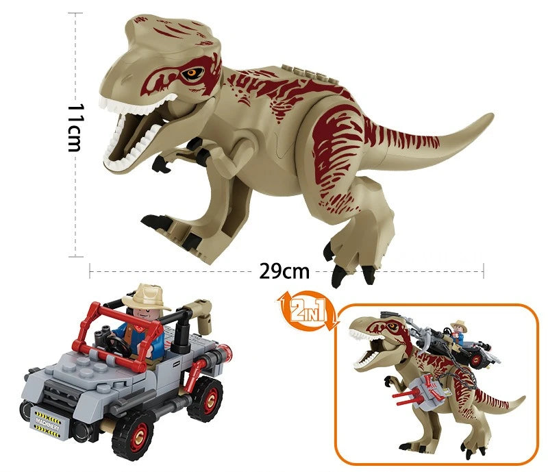 Armed Tyrannosaurus Rex building blocks with chariots, dolls and dinosaurs assembled model children's educational toys