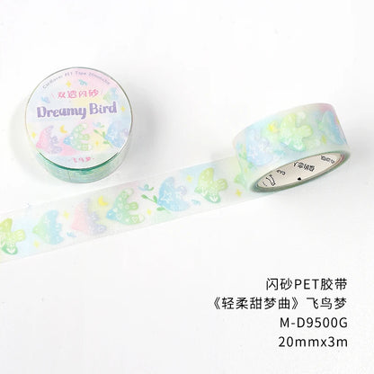 3m/roll Kawaii Korean INS Lucky Grass Sparkling Sand PET Tape Stickers DIY Scrapbook Decoration Diary Album Aesthetic Stationery