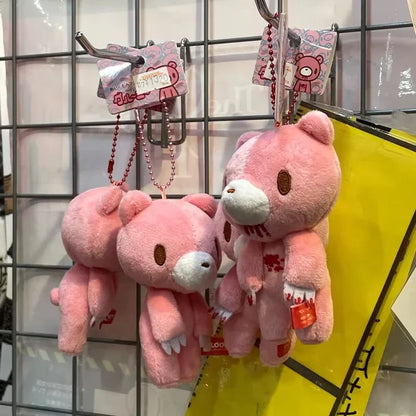 Kawaii Bloodthirsty Bear Keychain Anime Figure Pink Bear Plush Doll Girl Y2k Bag Accessories Doll Children Birthday Gift