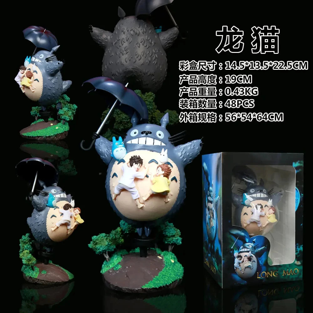 Hayao Miyazaki Animel Peripheral Totoro Figurine Desktop Ornaments 19cm PVC Action Figure Statue Model Cute GK Birthday Gifts