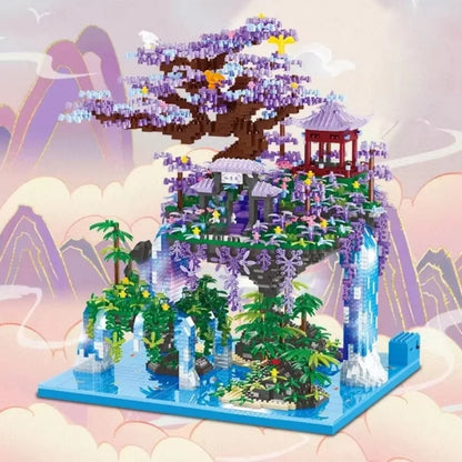 Chinese Ancient Architecture Peach Blossom Pond Castle Model Building Block DIY MINI Diamond Bricks Birthday Gift Children's Toy