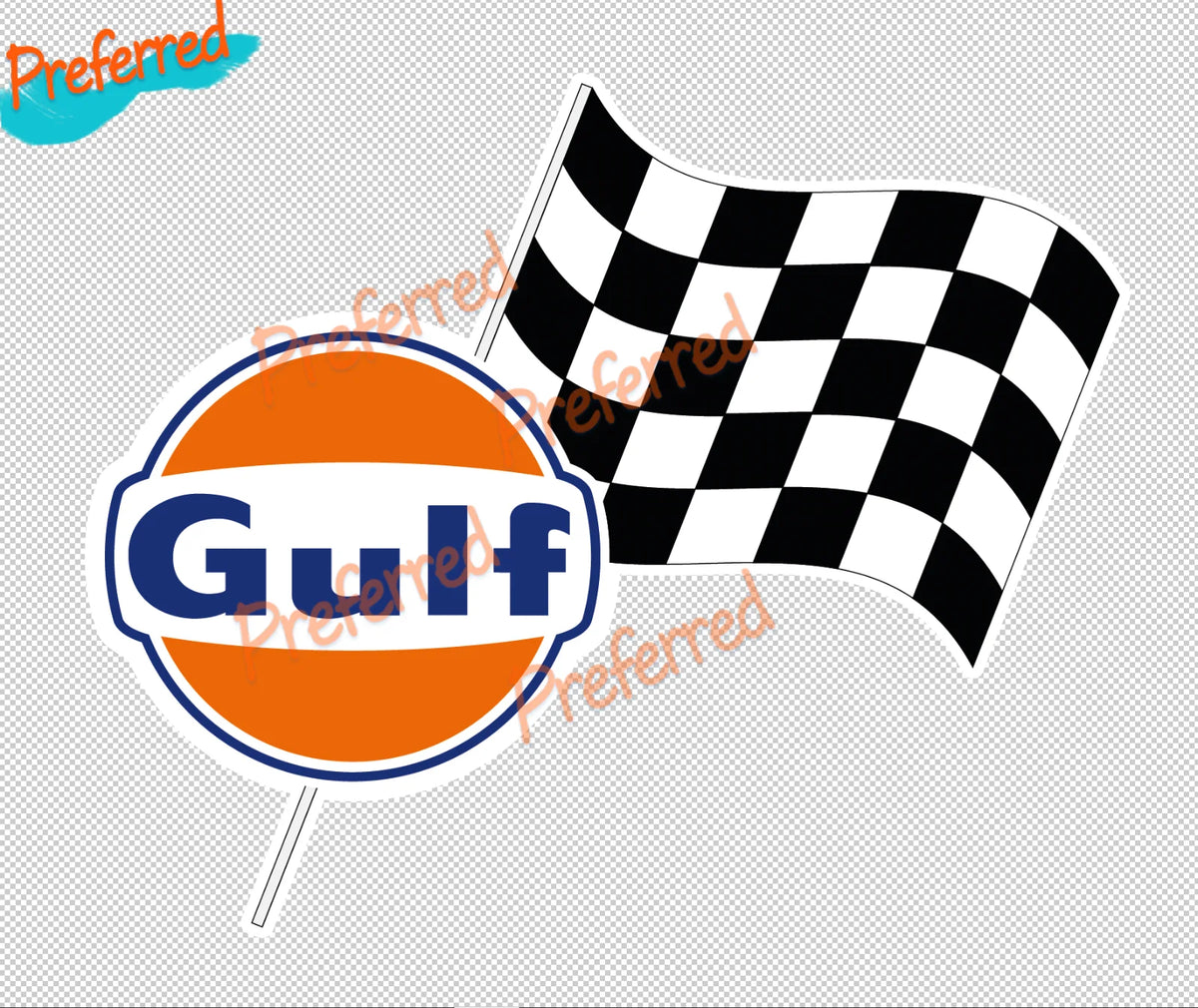 Gulf Gas Engine Oil Gulf with Flag Vinyl Decal Sticker Waterproof Tonkin Gulf Yacht Club Sticker Decal Racing Pinup Art