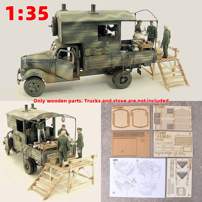 1/35 Scale Model Kit Material Wooden Military Truck Car Compartment Van Truck Bed Modified Parts Part Accessory Miniature Models