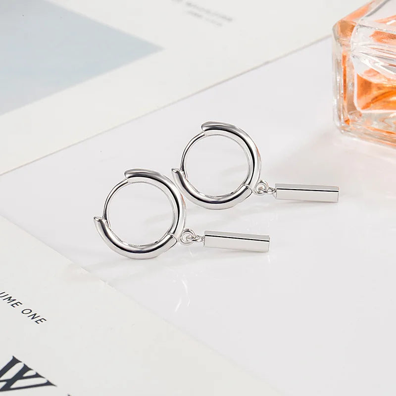 925 Sterling Silver Geometry Asymmetric Earring for Women Girl Simple Office Jewelry Gift Dropshipping