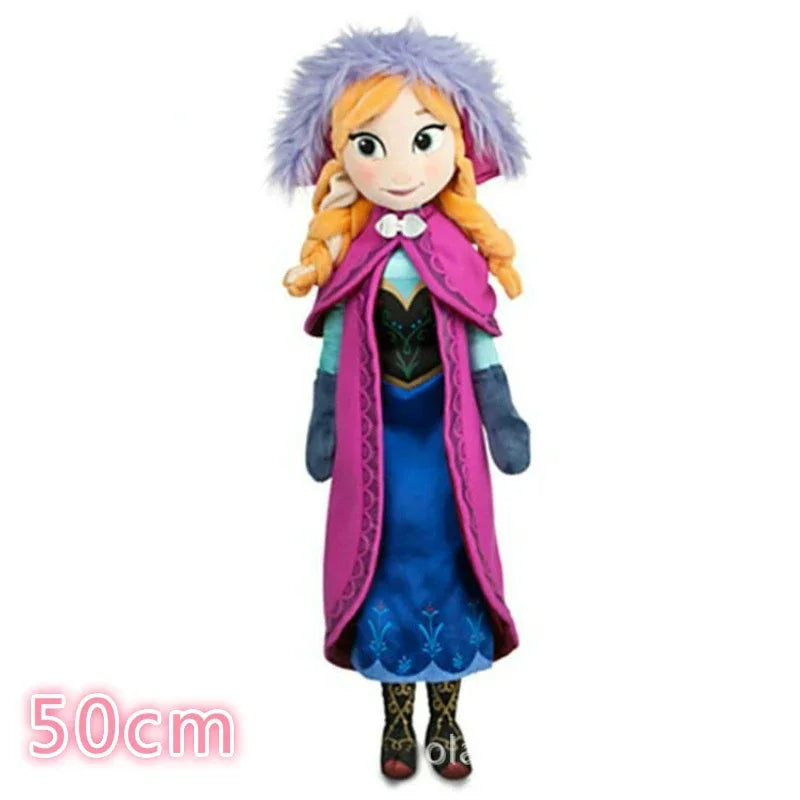 50cm Princess Anna Elsa Plush Doll Elza Stuffed Toy for Kids Halloween Birthday Gift Soft Kids' Plush Doll